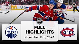 NHL Highlights | Oilers vs. Canadiens | November 18, 2024