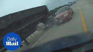 Teen driver's dramatic crash after failing to yield to semi-truck