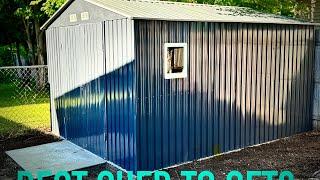 10x12 Outdoor Metal Shed with doors and windows. Its cheap and its from Amazon. DIY Under $1000