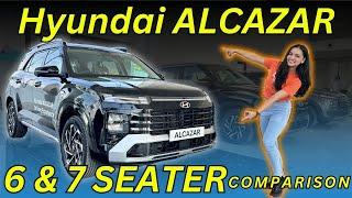 HYUNDAI ALCAZAR Facelift 6 & 7 Seater Comparison Video | New Alcazar Video | XUV700 & Harrier Rival