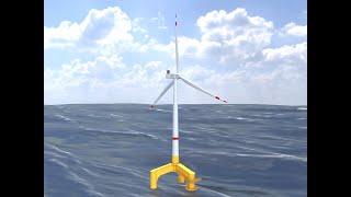 Windkraftanlage mit Tripile Offshore Fundament V1 H-120 Rotor-Durchmesser 160 m mit Animation