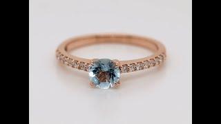 Delicate Aquamarine Gemstone Engagement Ring In 14K Rose Gold-FD1026RGS-Fascinating Diamonds