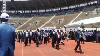 Ed Mnangagwa arriving at national sports for Anti Sanctions March