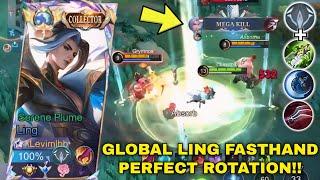 GLOBAL LING FASTHAND PERFECT ROTATION!! | LING FASTHAND GAMEPLAY WITH BEST BUILD & EMBLEM 2024!!