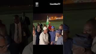 Moment President Tinubu returns to Nigeria after 19 days in Europe