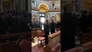 Prince Emanuele Filiberto with Princess Victoria Di Savoia and the guards of the royal tombs.