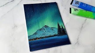 easy way to paint the northern lights / acrylic painting ideas for beginners ️