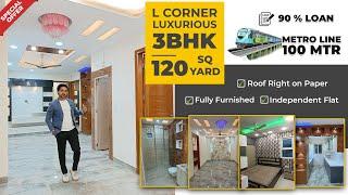 3 BHK house plan | 120 Gaj  L corner Luxurious Independent flat | 3 BHK Flat for sale in Delhi