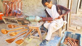 Manufacturing Process of Handmade Wooden Spoons | Ingenious Techniques of Making Wood Spoon