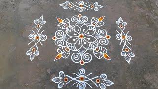 simple and easy rangoli small kolam Anu'sworld daily muggulu side design rangoli