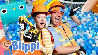 Blippi's Excavator Song! | Blippi and Amanda Seyfried in a Ball Pit | Music Videos for Kids