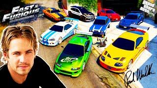 GTA 5 - Stealing Fast And Furious All 'Brian O'Conner'  Cars with Franklin! (Real Life Cars #136)