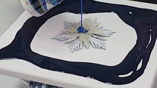 Acrylic Pour Over a Snowflake Ornament!