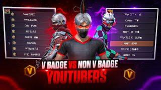 8 V-Badge Youtubers Vs 8 Non V-Badge YoutubersGreatest FreeFire War In History‼️