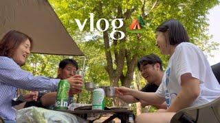 [vlog] 캠핑 브이로그 | 남자친구와 부모님과 첫 캠핑, 끊임없는 먹방, 유명산 리스캐빈 캠핑장