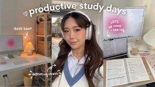 STUDY VLOG  LOTS of note taking, PRODUCTIVE day in my life, desk tour, exam prep,unboxing keyboard