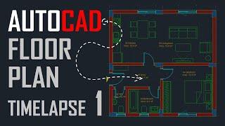 AutoCAD Floor Plan - Timelapse - Part 1