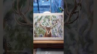 Elk in snow ️ #art #artistvlog #smallbusiness #snowart #christmas