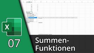 Excel lernen #07  Summenfunktionen (Funktionen Teil 1/2)