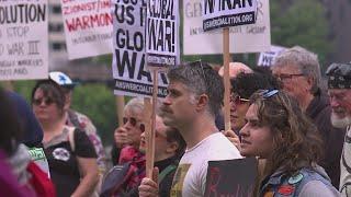 ‘We are here to say no’: Anti-war protest held in Portland after US military strikes in Iran