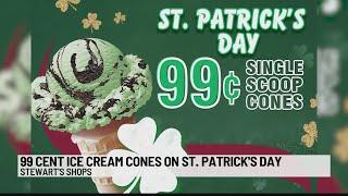 99 cent ice cream cones on St. Patrick's Day at Stewart's Shops