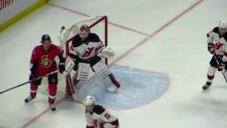 Cory Schneider in action during the Devils @ Senators hockey game