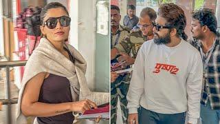 Allu Arjun with Rashmika Mandanna at Airport Allu Arjun Pushpa 2 Trailer | Allu Arjun entry Rashmika