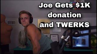 Joe Gets $1000 Donation and TWERKS on stream