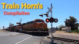 Train Horn At Crossings Compilation, Freight & Passenger Trains, USA Train Horns