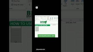 How to use custom #exceltraining #msexceltips #tallyprimetraining #bpaeducators