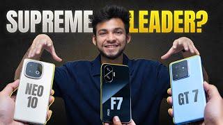 POCO F7 vs iQOO Neo 10 vs Realme GT 7 — It's Not What You Expect!