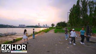 Bicycle path at the northern end of the Han River, riding from Yongbi to Hangang Seoul Korea 4K HDR