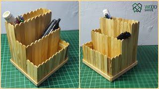 DIY Pen Holder With Ice Cream Sticks | DIY Desk Organizer With Ice Cream Sticks