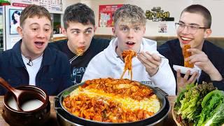 British College Students try Korean Chicken BBQ + Fried Rice rolls!