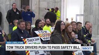 Tow truck drivers push to pass safety bill