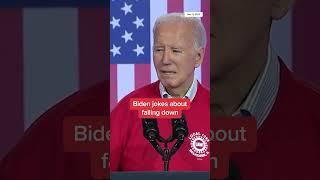 Biden jokes about falling down