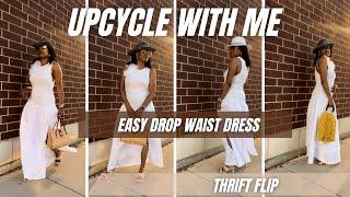 Dropped waist dress +  beginner friendly Upcycled Summer Dress + Sew with J'en @Walmart  Thriftflip