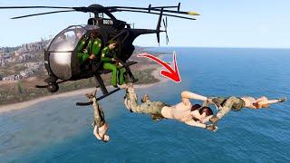 TRAGIC !! Ukrainian female soldier almost thrown from helicopter by Russian general - ARMA 3