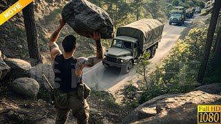 Chinese hunter ambushes a Japanese army convoy, pushing down boulders and annihilating the Japanese.