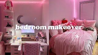 extreme room makeover 🪞 *pink, cozy, and cute* (ikea, building furniture, decorate + clean w me)