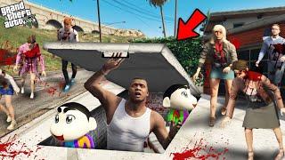 Franklin Shinchan & Pinchan Survive Zombie Apocalypse In Their Secret Bunker in GTA 5!