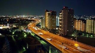 阪神高速 泉大津PAからの夜景 4号湾岸線 Night View from Izumiotsu Parking Area on Hanshin Expressway Osaka Japan