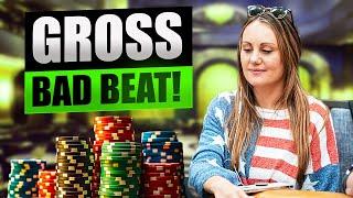 HUGE HAND w/POCKET ACES+ ALL IN on the BUBBLE! Poker Vlog