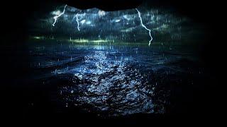 Heavy Ocean Rainstorm and Strong Thunder Sounds | Relief your Daily Stress and Fall Asleep