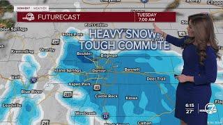 Steady snow in Denver metro overnight; tricky travel Tuesday morning