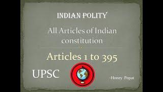 All Articles of Indian Constitution in English | Articles 01 - 395 | Indian Polity