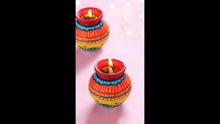 DIY Diwali Diya | Pot Painting | Candle Making (1-minute video)