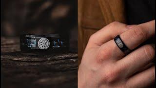 Black Stainless Steel Vegvisir Ring - Epic Loot Shop