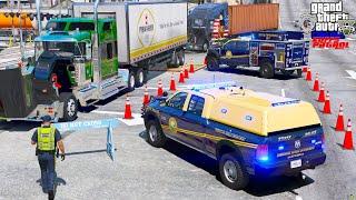 Police Running A Commercial Vehicle Enforcement Checkpoint In GTA 5 Roleplay