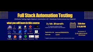 Demo 1| Full Stack Automation Testing | UI, API and DB Automation | By Mr. Bharath | Nov 25th 9:30PM